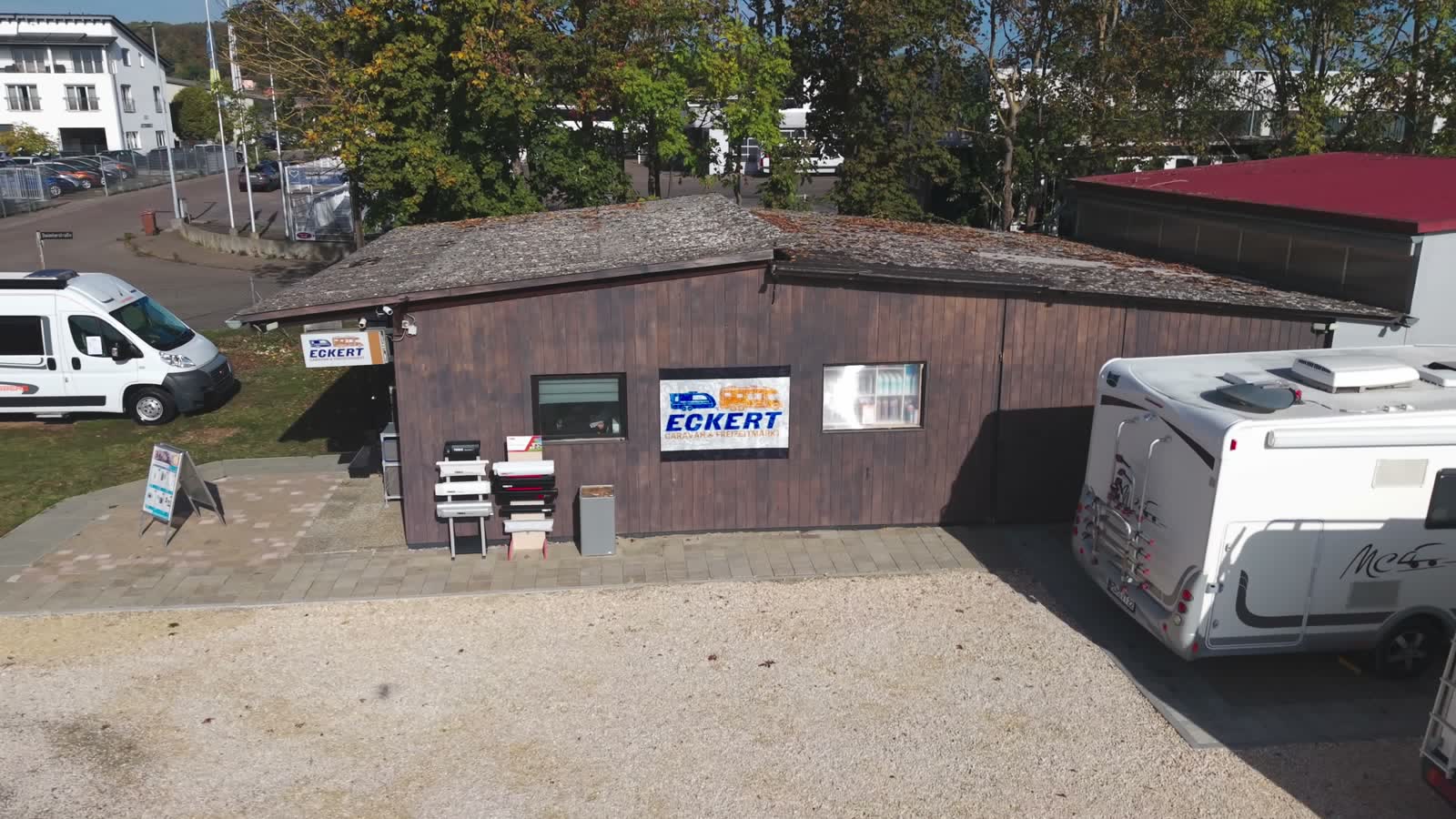Werkstatt und Laden von Caravan Eckert in der Wiesenstraße in Giengen